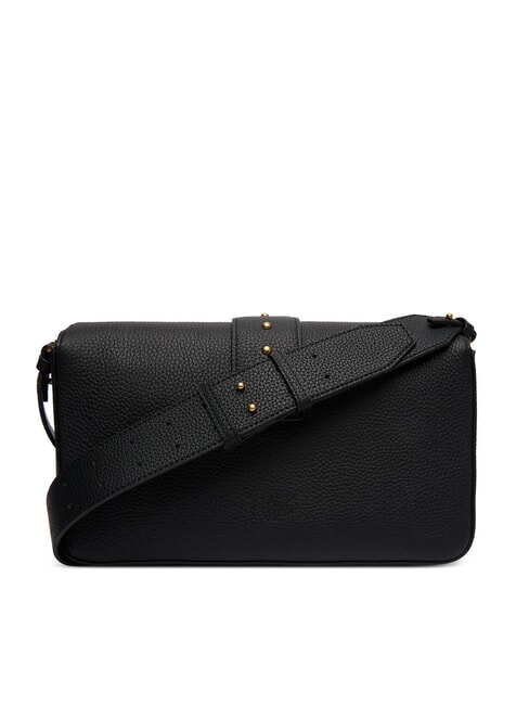 LOVE ONE Geantă de umăr din piele cu clapă aur negru-vechi - Genți femei