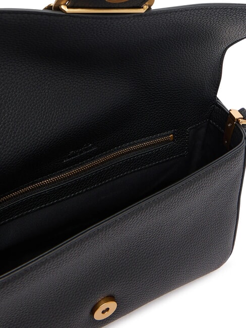 LOVE ONE Geantă de umăr din piele cu clapă aur negru-vechi - Genți femei