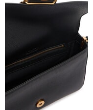 PINKO LOVE ONE Geantă de umăr din piele cu clapă aur negru-vechi - Genți femei - 7