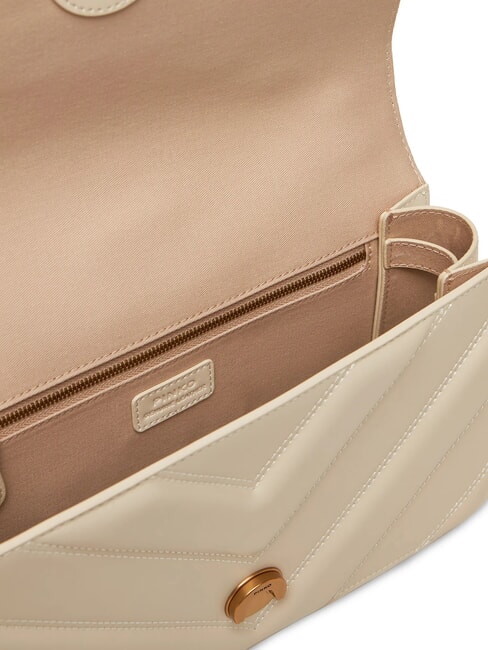 LOVE ONE CLASSIC Geanta de umar din piele mătase alb-aur antic - Genți femei