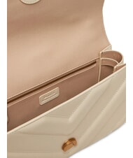 PINKO LOVE ONE CLASSIC Geanta de umar din piele mătase alb-aur antic - Genți femei - 5