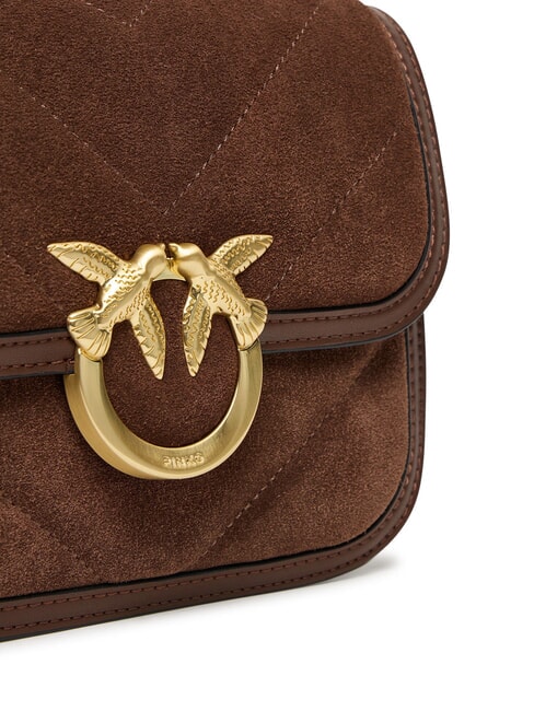 LOVE BOX Geantă de umăr din piele &icirc;ntoarsă castaniu maro auriu mat - Genți femei