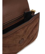 PINKO LOVE BOX Geantă de umăr din piele &icirc;ntoarsă castaniu maro auriu mat - Genți femei - 6