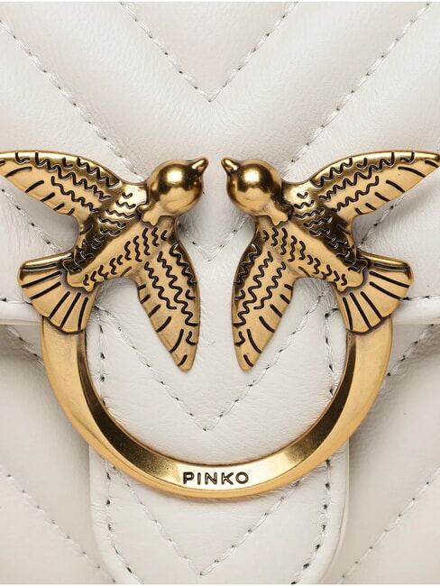 LOVE ONE Ambreiaj chevron din piele mătase alb-aur antic - Genți femei