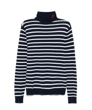 TOMMY HILFIGER TH Pulover cu guler &icirc;nalt din amestec de bumbac dungă bretonă albă bleumarin &icirc;nchis noapte &icirc;ntunecată - Pulovere pentru bărbați - 4