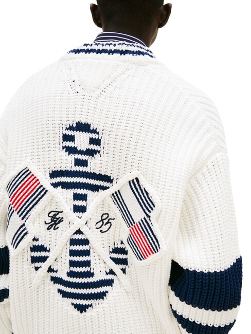 TH Cardigan din bumbac cu nasturi ecru - Pulovere pentru bărbați