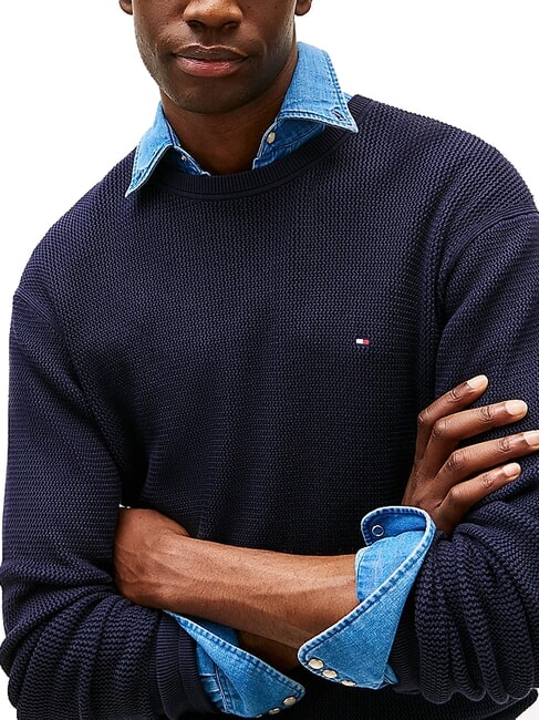 TH Pulover din bumbac cu guler rotund cerul deșertului - Pulovere pentru bărbați