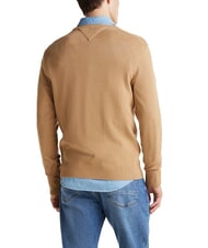 TOMMY HILFIGER TH Pulover cu guler rotund și micro-logo p&acirc;nză de safari - Pulovere pentru bărbați - 2