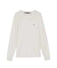 TOMMY HILFIGER TH Pulover cu guler rotund și micro-logo petală de fildeș - Pulovere pentru bărbați - 4