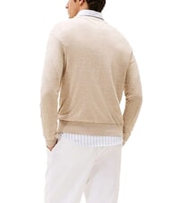 TOMMY HILFIGER TH Pulover cu guler rotund din amestec de in logo-ul amurg / nisip roz - Pulovere pentru bărbați - 2