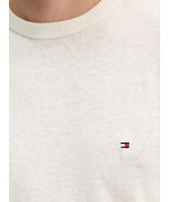 TOMMY HILFIGER TH Pulover cu guler rotund din amestec de in petală de fildeș - Pulovere pentru bărbați - 4