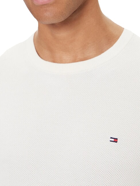 TH Pulover cu guler rotund și imprimeu fagure petală de fildeș - Pulovere pentru bărbați