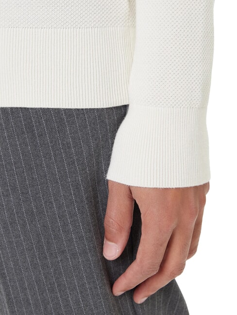 TH Pulover cu guler rotund și imprimeu fagure petală de fildeș - Pulovere pentru bărbați