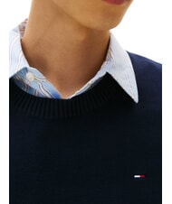 TOMMY HILFIGER TH JEANS Pulover cu guler rotund din bumbac bleumarin noapte &icirc;ntunecată - Pulovere pentru bărbați - 3
