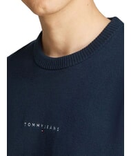 TOMMY HILFIGER TH JEANS Pulover cu guler rotund și broderie cu logo bleumarin noapte &icirc;ntunecată - Pulovere pentru bărbați - 3