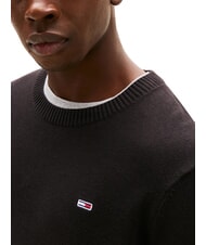 TOMMY HILFIGER TH JEANS Pulover cu guler rotund din bumbac negru - Pulovere pentru bărbați - 3