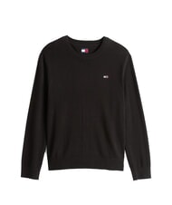 TOMMY HILFIGER TH JEANS Pulover cu guler rotund din bumbac negru - Pulovere pentru bărbați - 4