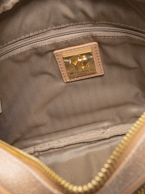 LUX Geantă tip clutch plată cu curea de umăr caramel - Genți femei