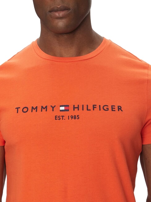 TH Tricou cu m&acirc;necă scurtă și imprimeu cu logo portocaliu strălucitor - tricou