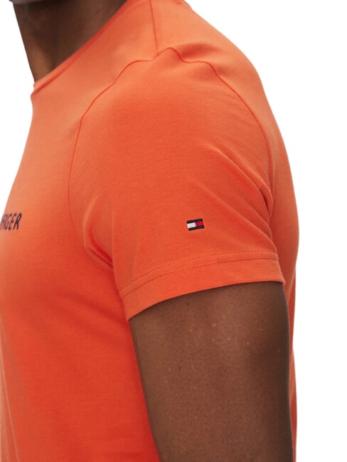 TH Tricou cu m&acirc;necă scurtă și imprimeu cu logo portocaliu strălucitor - tricou