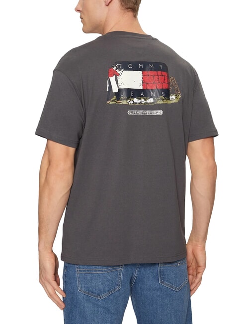 TH JEANS Tricou cu m&acirc;necă scurtă, croială lejeră negru spălat - tricou