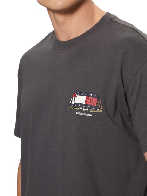 TH JEANS Tricou cu m&acirc;necă scurtă, croială lejeră negru spălat - tricou