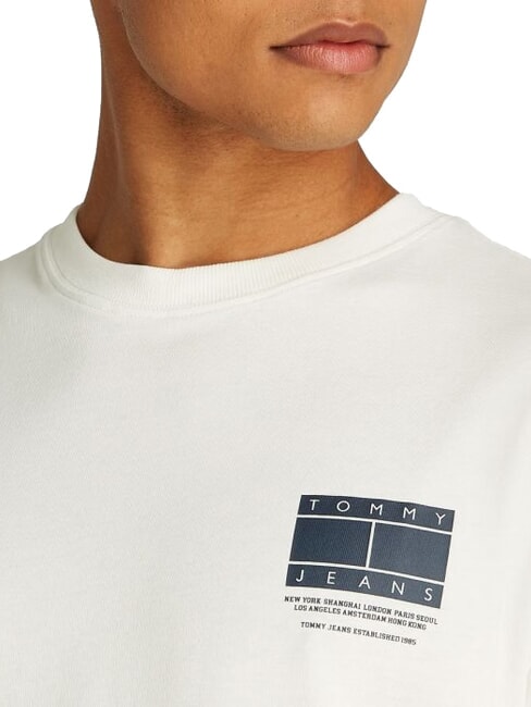 TH JEANS Tricou din bumbac cu m&acirc;necă scurtă ecru - tricou