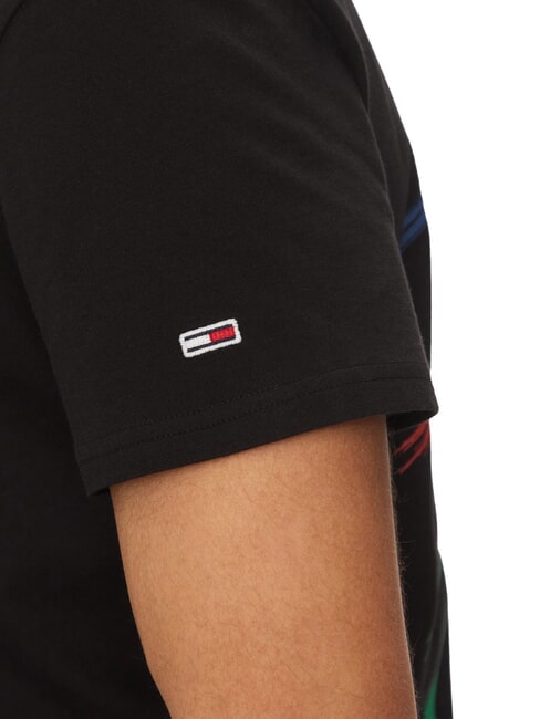 TH JEANS Tricou cu m&acirc;necă scurtă și logo-uri multicolore negru - tricou