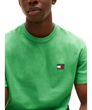 TOMMY HILFIGER TH JEANS Tricou cu m&acirc;necă scurtă și broderie cu logo verde de coastă - tricou - 3