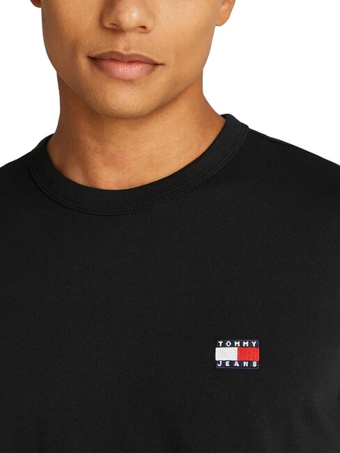 TH JEANS Tricou cu m&acirc;necă scurtă și broderie cu logo negru - tricou