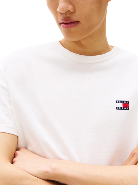 TH JEANS Tricou cu m&acirc;necă scurtă și broderie cu logo ecru - tricou