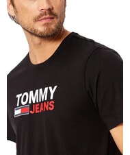 TOMMY HILFIGER TH JEANS Tricou cu m&acirc;necă scurtă și imprimeu negru - tricou - 3