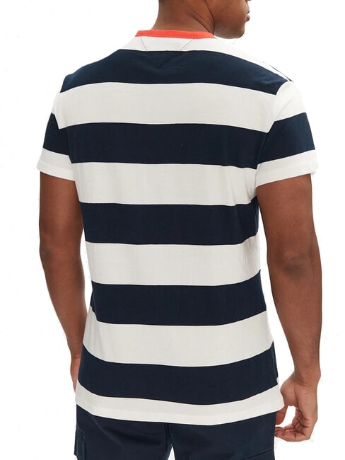 TH JEANS Tricou cu m&acirc;necă scurtă și dungi cer deșertic / petală de fildeș - tricou