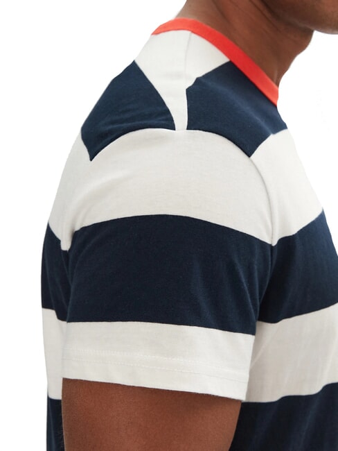 TH JEANS Tricou cu m&acirc;necă scurtă și dungi cer deșertic / petală de fildeș - tricou