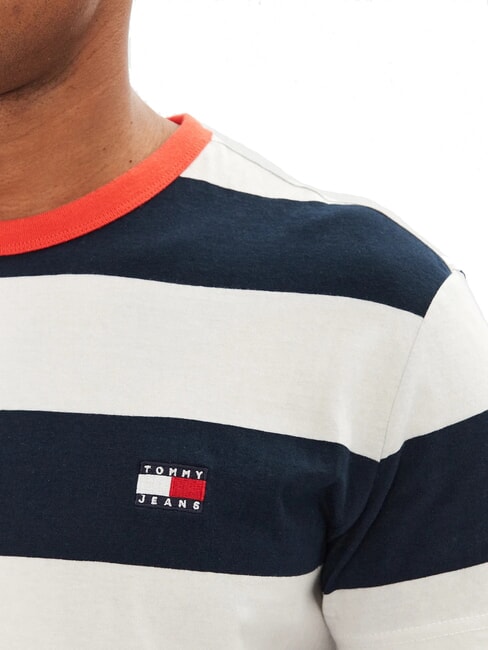 TH JEANS Tricou cu m&acirc;necă scurtă și dungi cer deșertic / petală de fildeș - tricou