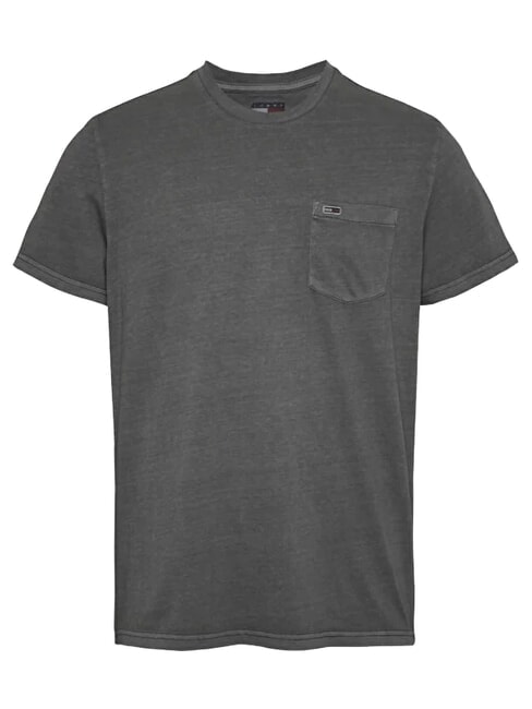 TH JEANS Tricou cu m&acirc;necă scurtă și buzunar negru spălat - tricou
