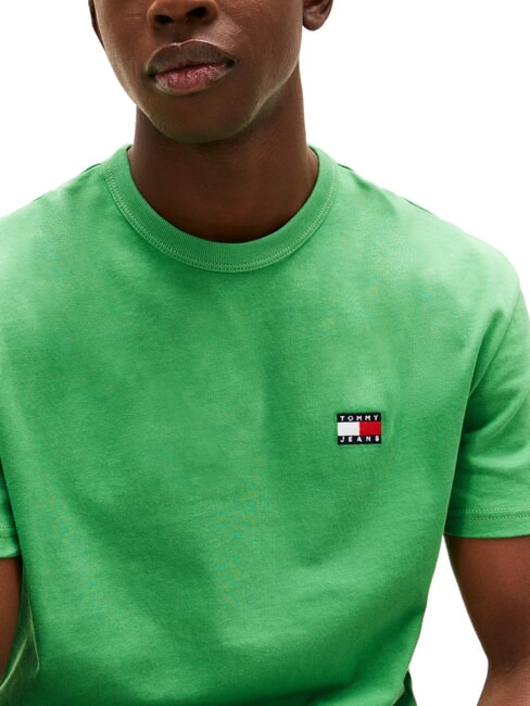 TH JEANS Tricou cu m&acirc;necă scurtă și broderie cu logo verde de coastă - tricou