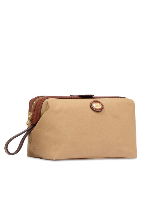 STORY Trusă de frumusețe din p&acirc;nză și piele natural / maro abb. aur - Truse de toaletă
