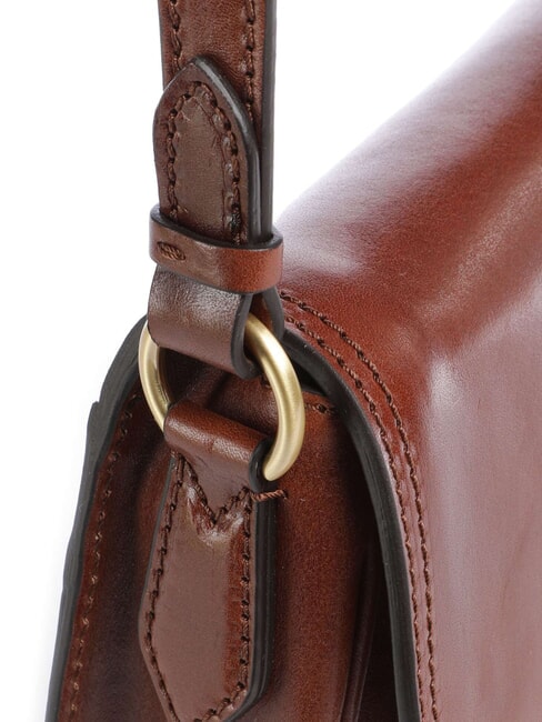 ISADORA Geantă de umăr din piele cu clapă BROWN - Genți femei