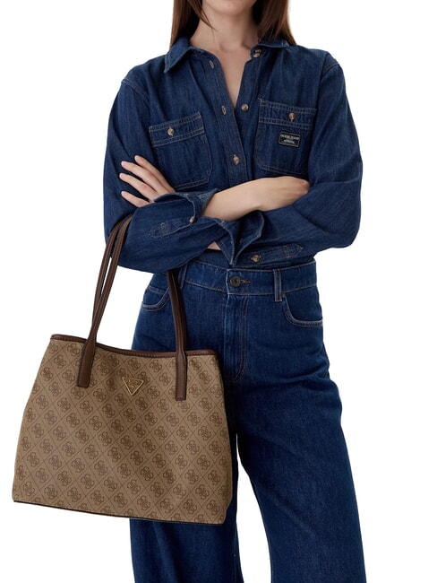 VICTTORIA 2 Geantă tip shopper de umăr, cu clutch logo latte / maro - Genți femei