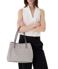 GUESS VICTTORIA 2 Geantă tip shopper de umăr, cu clutch logo taupe &icirc;nchis - Genți femei - 7
