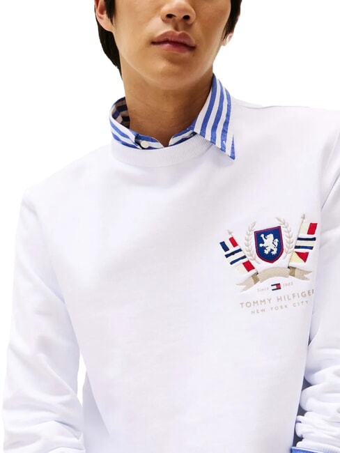 TH Hanorac cu guler rotund din bumbac și emblemă alb - hanorace