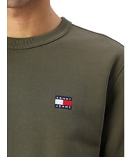 TOMMY HILFIGER TH JEANS Hanorac cu guler rotund din bumbac verde oboseală - hanorace - 3