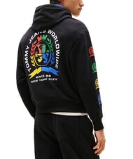 TOMMY HILFIGER TH JEANS Hanorac din bumbac cu imprimeuri negru - hanorace - 2