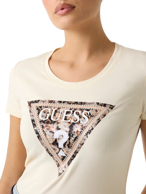 LEO TRIANGLE Tricou cu m&acirc;necă scurtă alb perlat - tricou