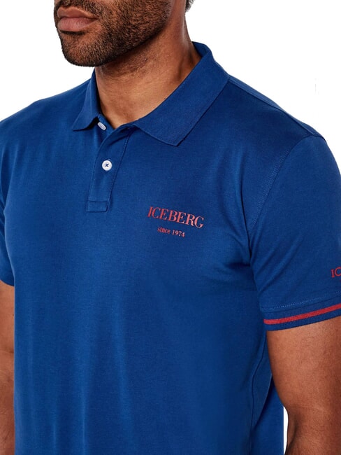 BASIC Tricou polo din bumbac albastru - maiou Polo