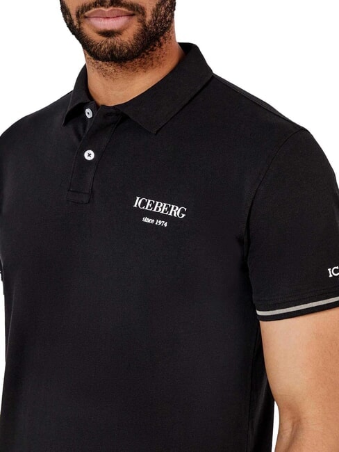 BASIC Tricou polo din bumbac negru - maiou Polo