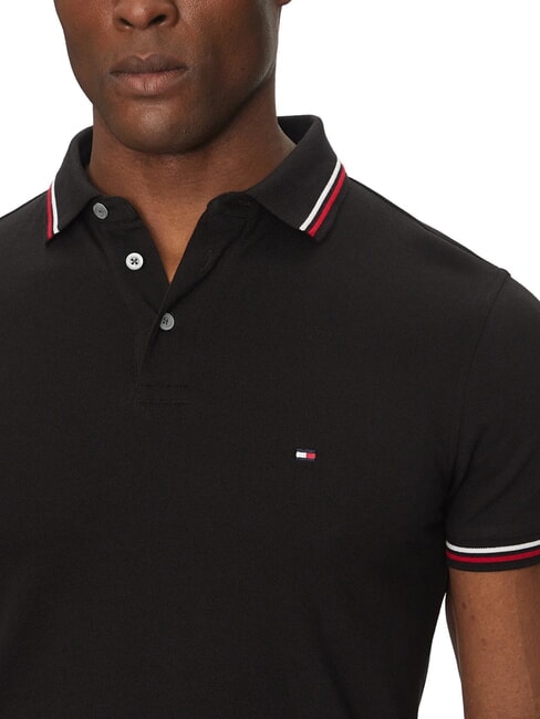 TH TIPPED Tricou polo cu m&acirc;necă scurtă, croială slim fit negru - maiou Polo