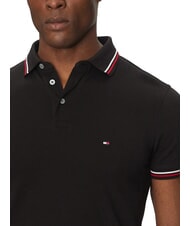 TOMMY HILFIGER TH TIPPED Tricou polo cu m&acirc;necă scurtă, croială slim fit negru - maiou Polo - 3