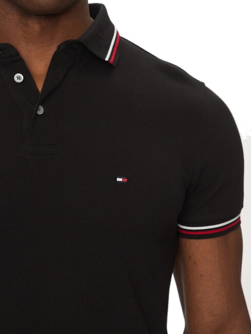TH TIPPED Tricou polo cu m&acirc;necă scurtă, croială slim fit negru - maiou Polo